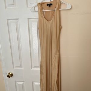 Banana republic satin gold cream midi dress like new size   6 altered